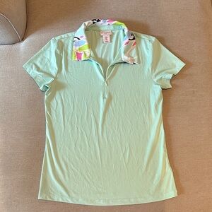 Tommy Bahama Light Green Shirt with Vibrant Collar